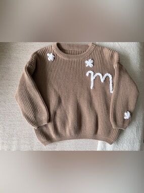 Letter M - Cozy Tan Knit Sweater